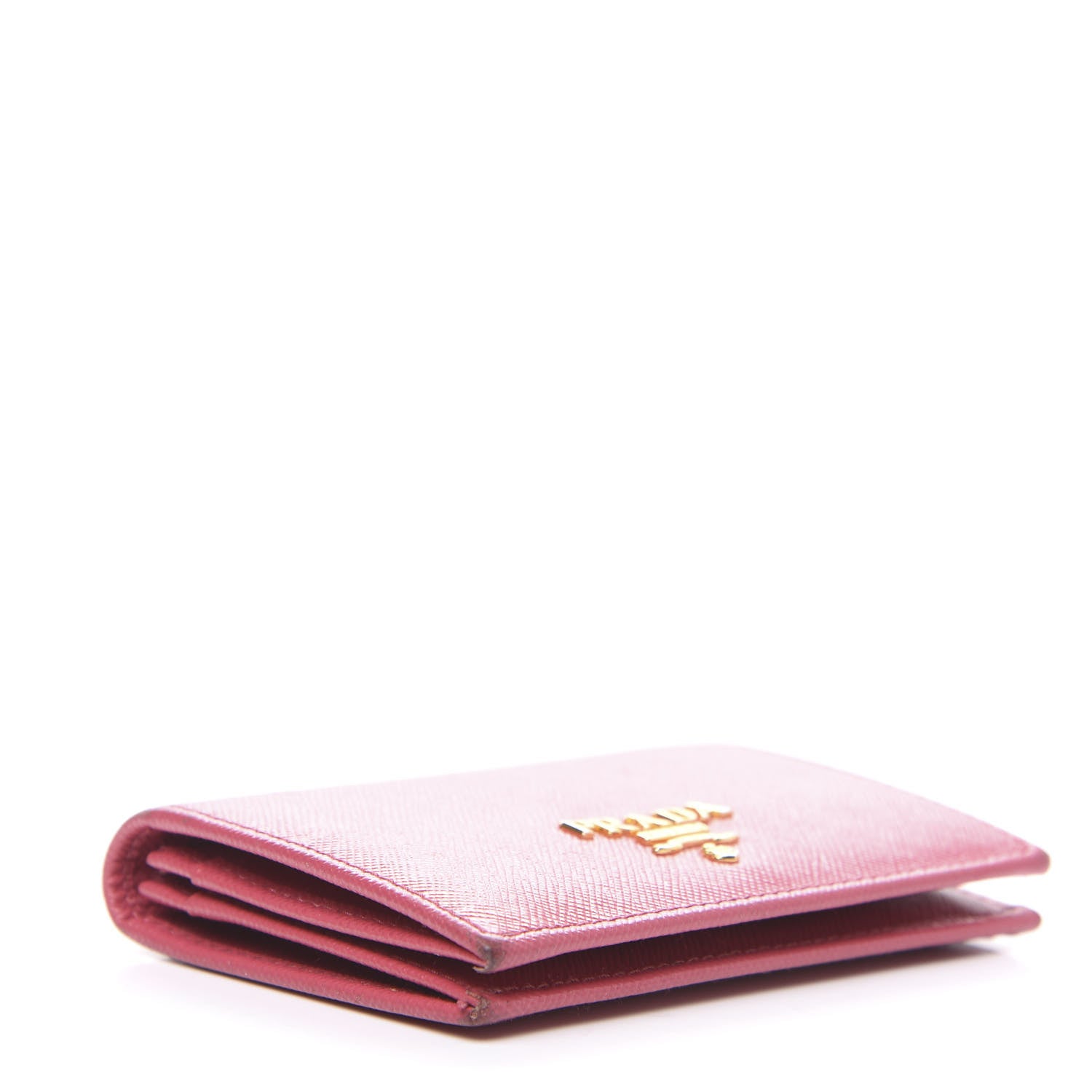 Prada Saffiano Metal Bi-Fold Card Holder Wallet Peonia 3 of 10