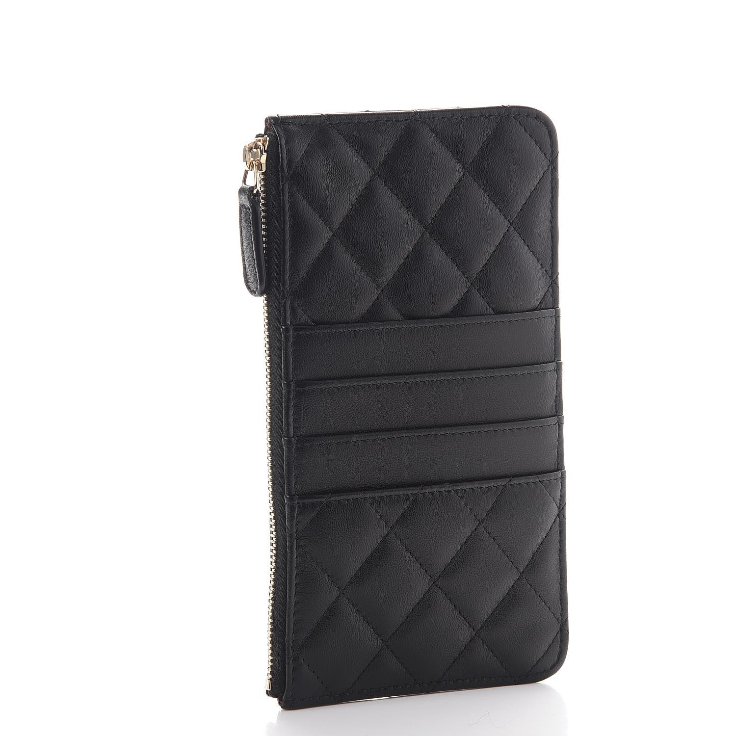 Chanel Lambskin Quilted Classic Flat Wallet Pouch Black 3 of 7