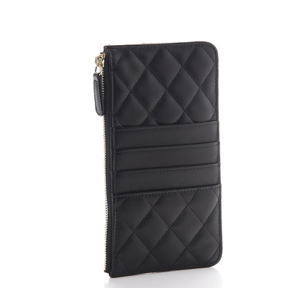 Chanel Lambskin Quilted Classic Flat Wallet Pouch Black 3 of 7