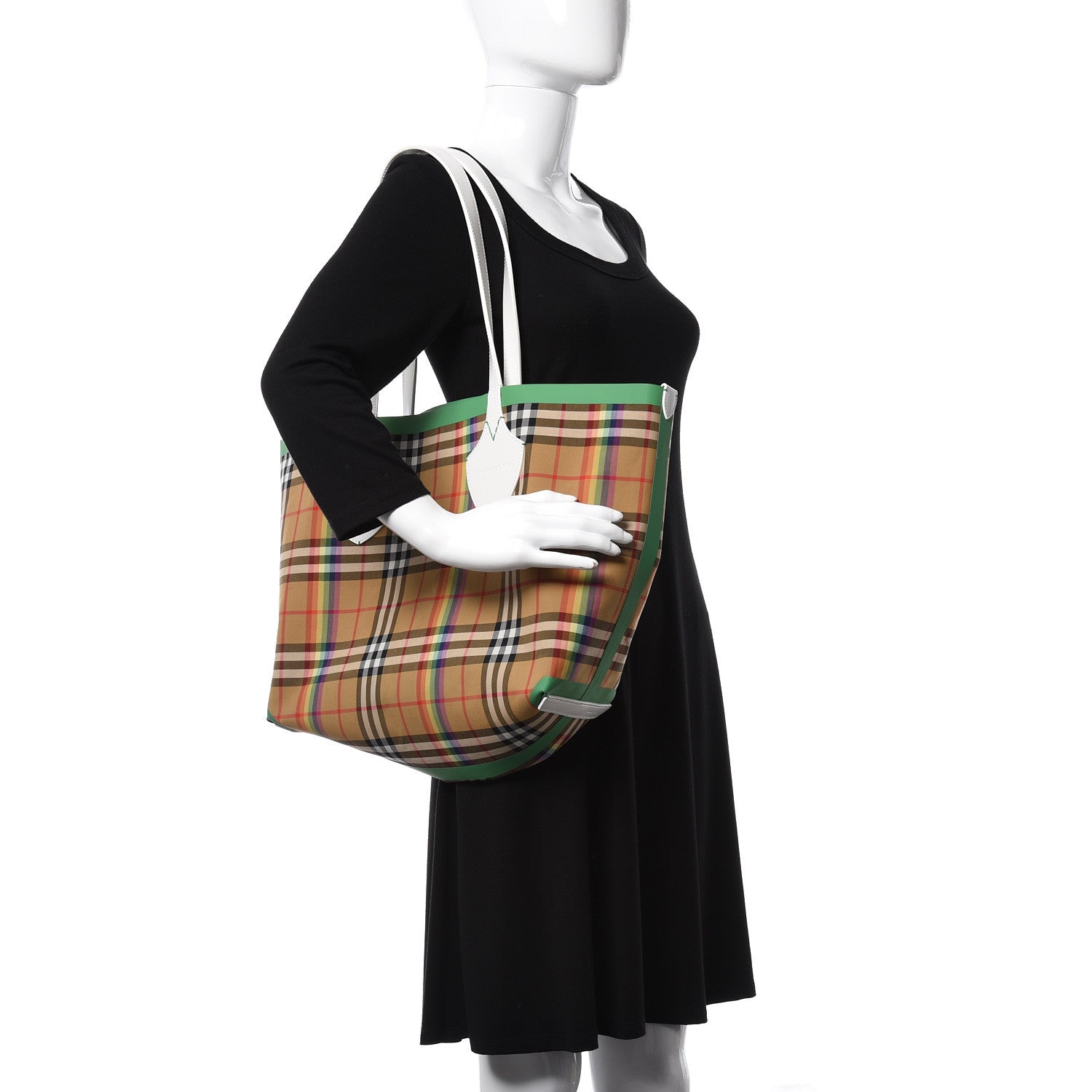 Burberry Vintage Rainbow Check Large The Giant Reversible Tote Antique Yellow 3 of 14