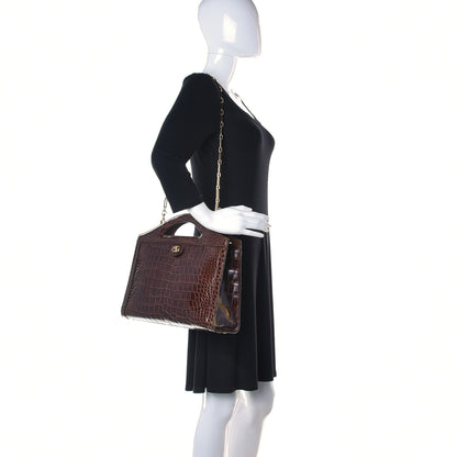 Gucci Alligator Medium Ophidia Top Handle Chain Brown 2 of 11