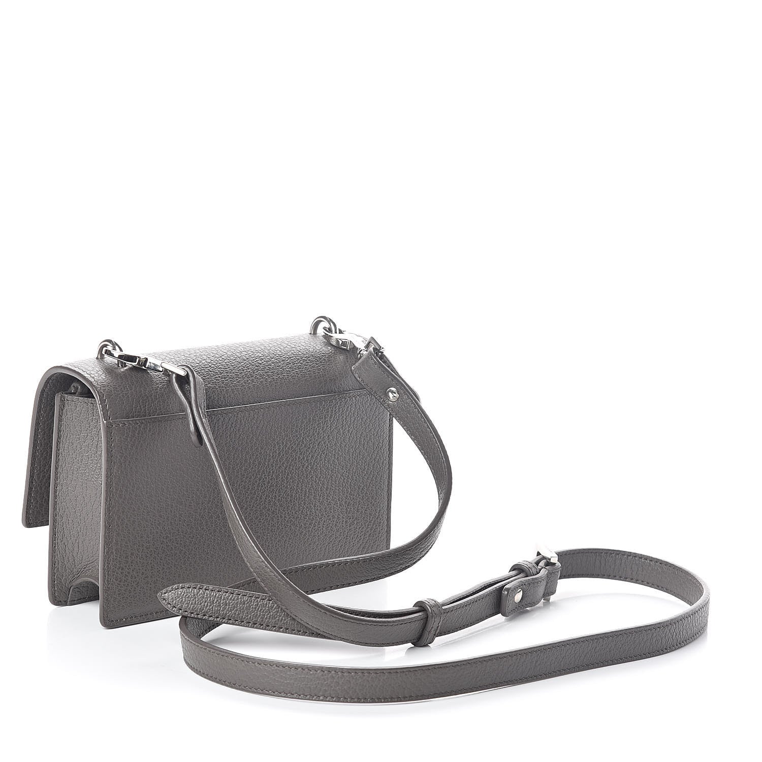 Saint Laurent Grained Calfskin Monogram Sunset Strap Wallet Fog 3 of 8