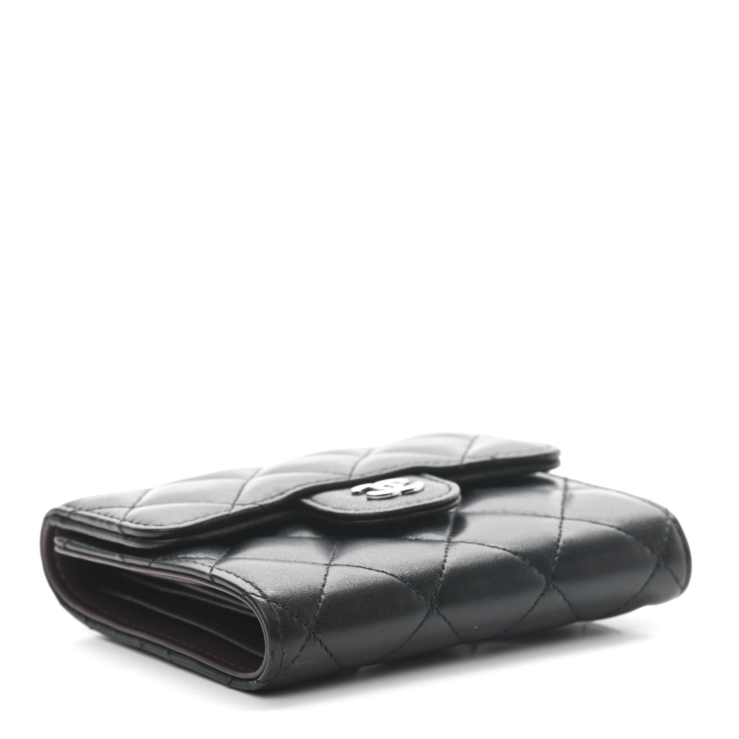 Chanel Lambskin Quilted Compact Flap Wallet Black 4 of 7