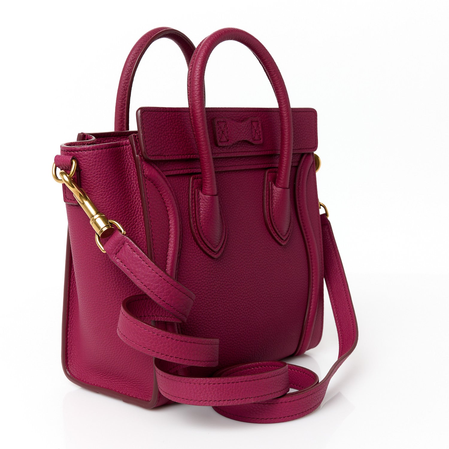 Celine Drummed Calfskin Nano Luggage Plum 3 of 10