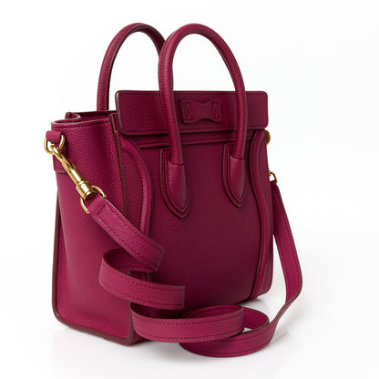 Celine Drummed Calfskin Nano Luggage Plum 3 of 10