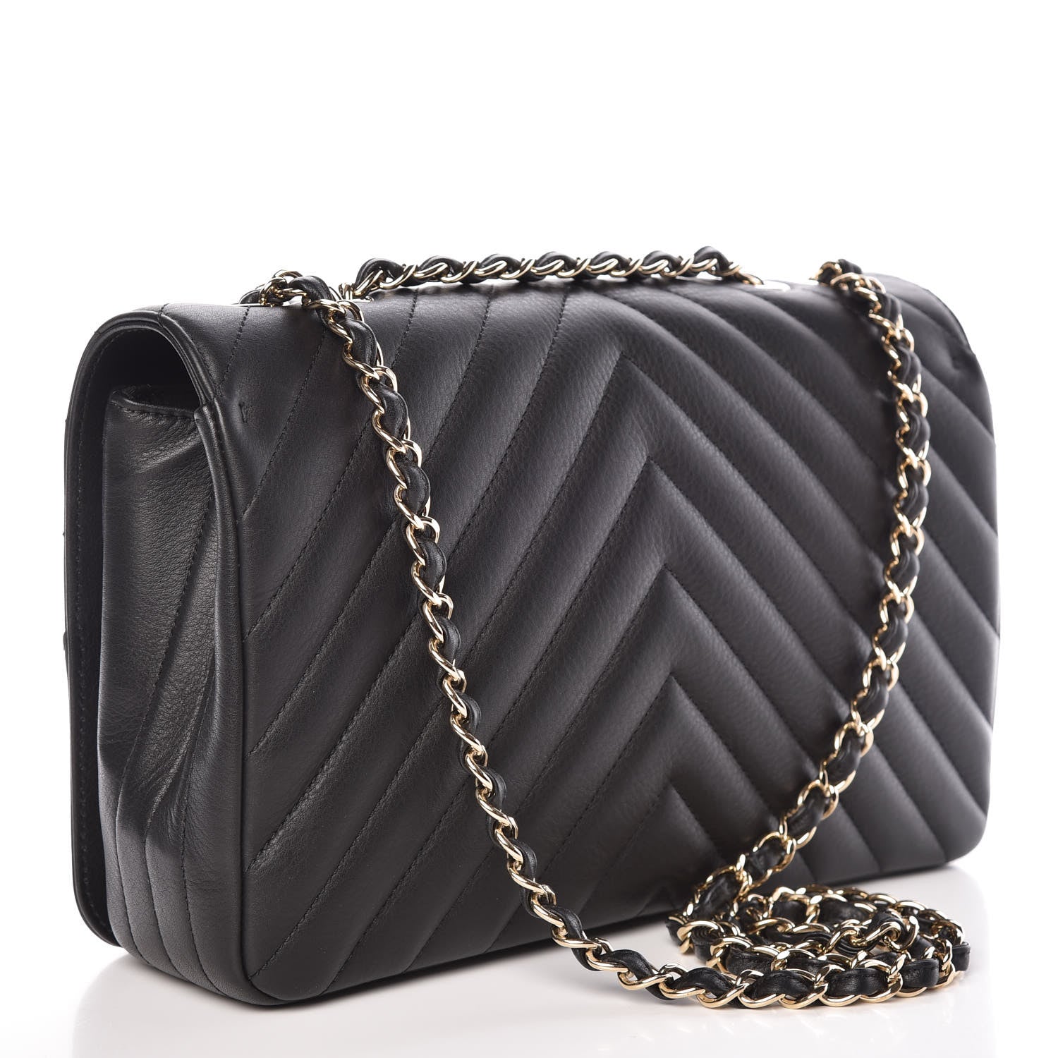 Chanel Calfskin Chevron Quilted Large Statement Flap Black 3 of 9