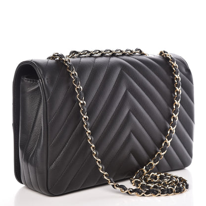 Chanel Calfskin Chevron Quilted Large Statement Flap Black 3 of 9