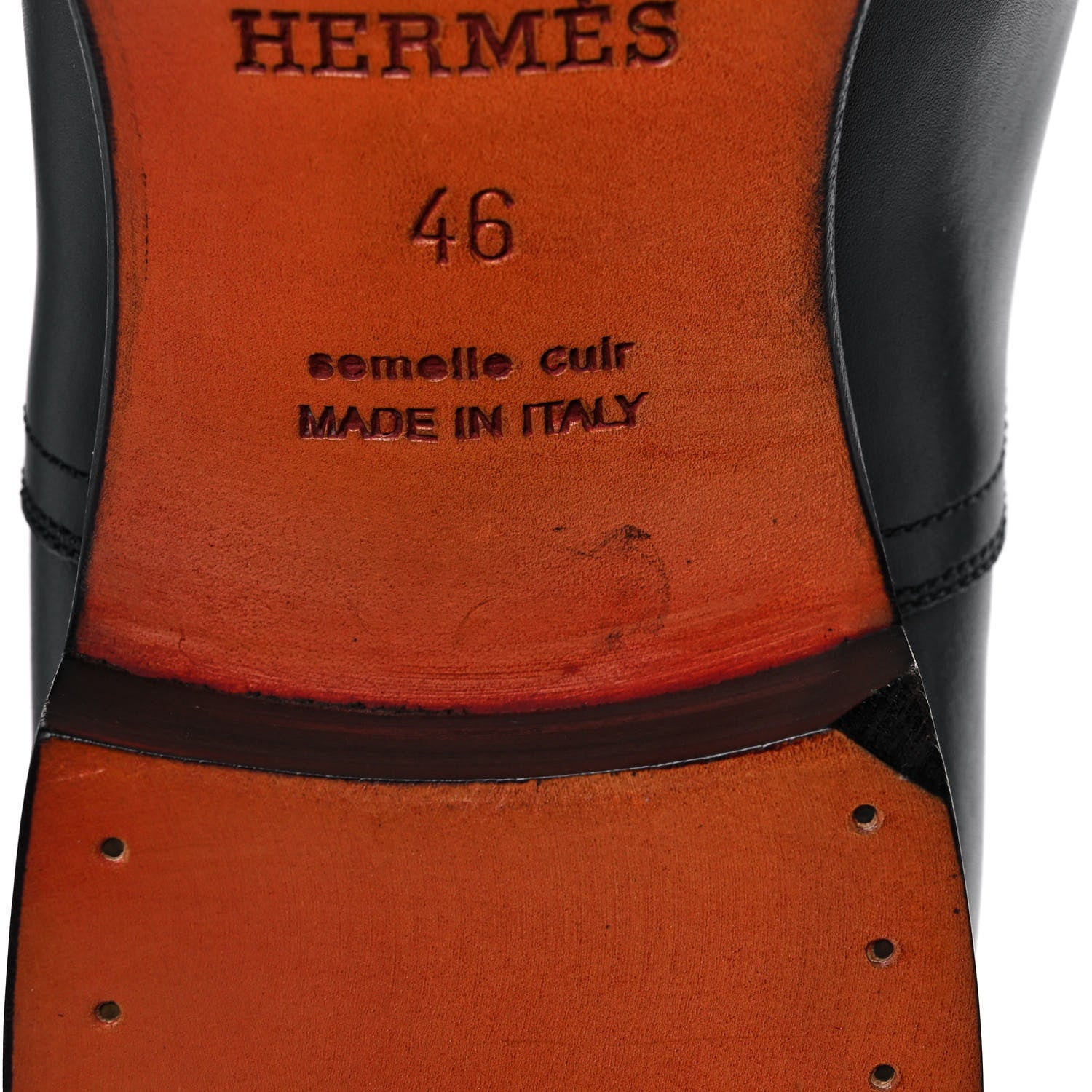 Hermes Calfskin Mens Philip Oxford 46 Black 10 of 11