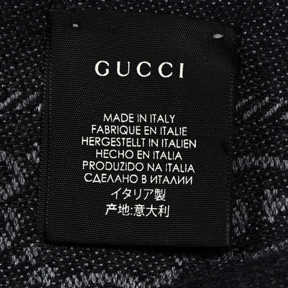 Gucci Wool Jacquard GG Monogram Sten Fringe Scarf Anthracite Black 3 of 3