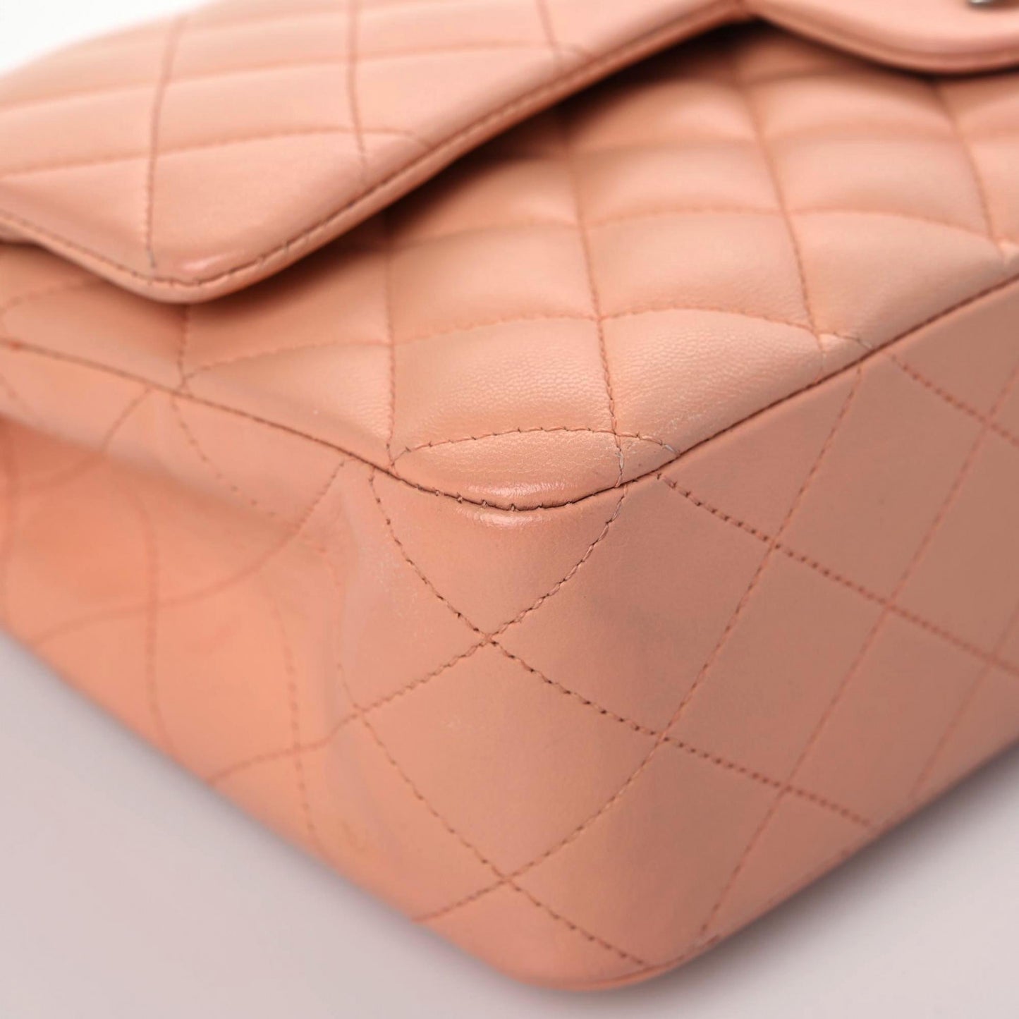 Lambskin Quilted Medium Double Flap Light Pink