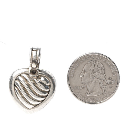 David Yurman Sterling Silver 18K Yellow Gold Cable Heart Locket Enhancer Pendant 2 of 3