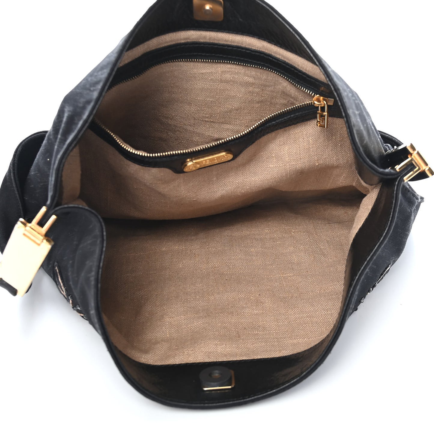 Neoprene Raffia Flower Embroidered Shoulder Bag Black