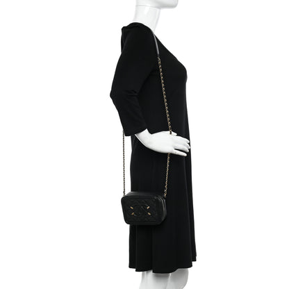 Chanel Caviar Quilted CC Filigree Vanity Clutch With Chain Black 2 of 12