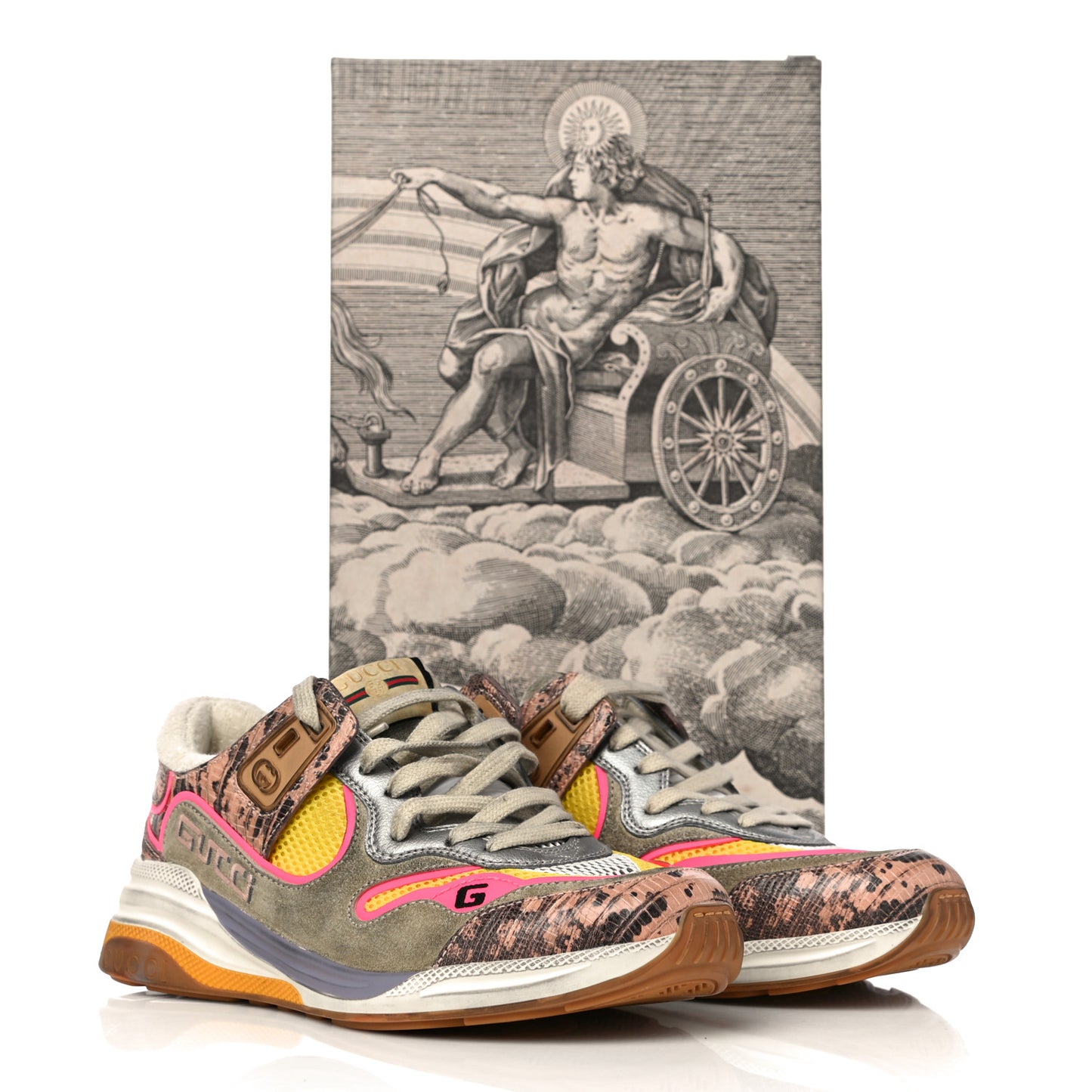 Suede Calfskin Tejus Printed Womens Ultrapace Sneakers 37 Pink Silver Oatmeal Yolk