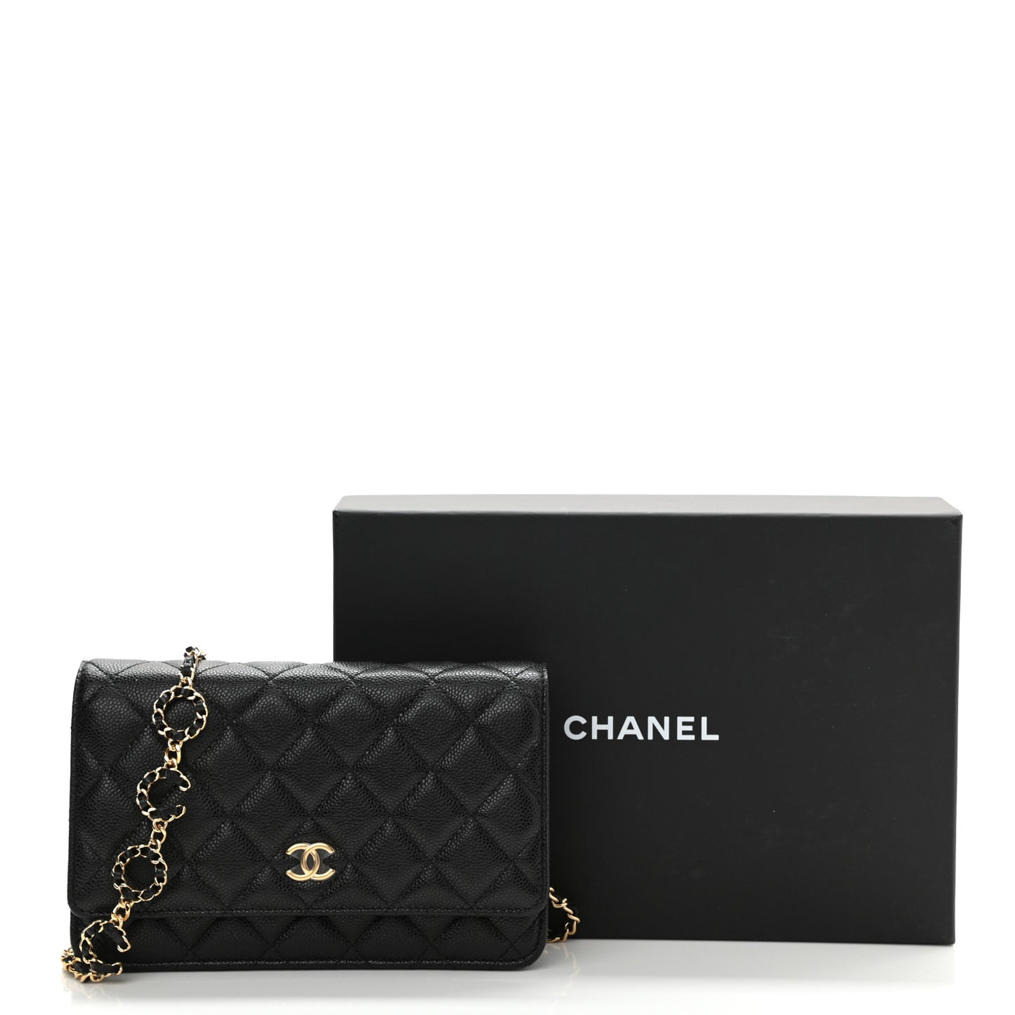 Caviar Quilted Miss Coco Wallet On Chain WOC Black