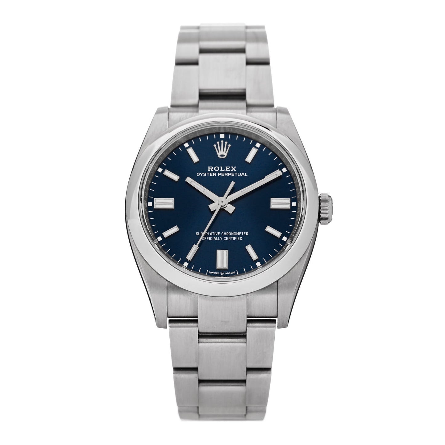 Stainless Steel 36mm Oyster Perpetual Watch Bright Blue 126000