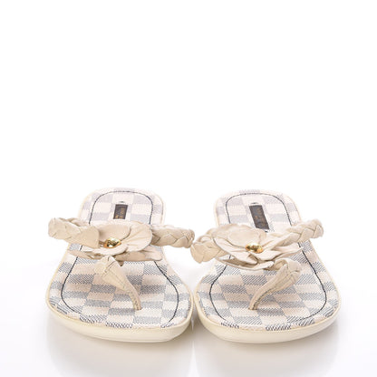 Louis Vuitton Damier Azur Flower Thong Sandals 39 White 2 of 11