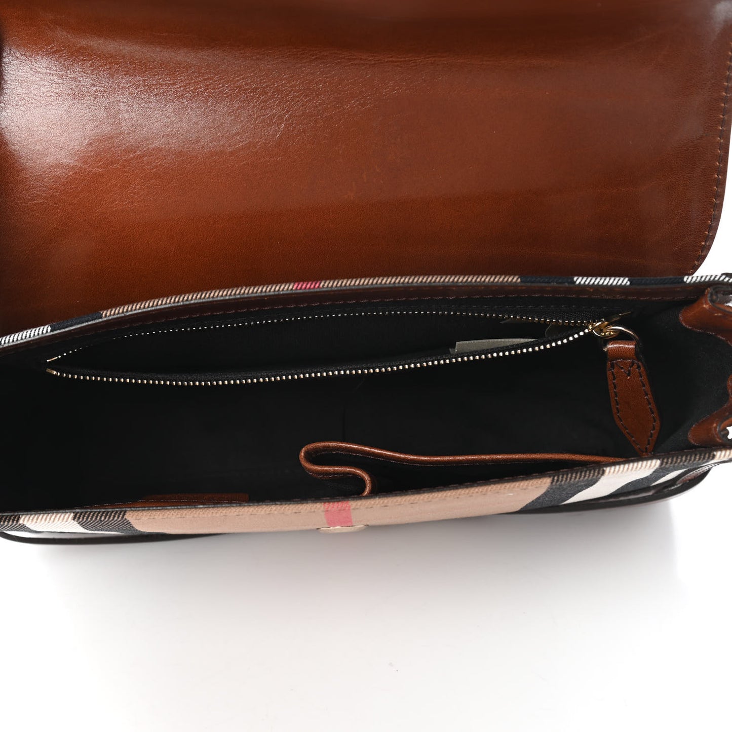 House Check Bridle Calfskin Small Abbott Crossbody Bag Tan