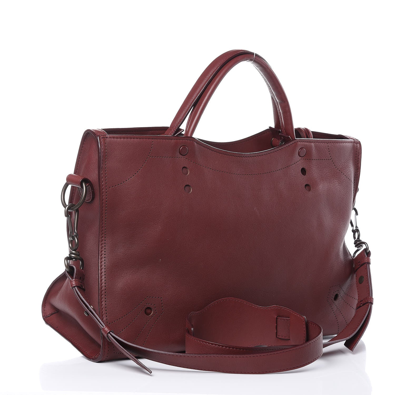 Balenciaga Veau Soyeux Perforated Blackout Hardware City Rouge Bordeaux 3 of 12
