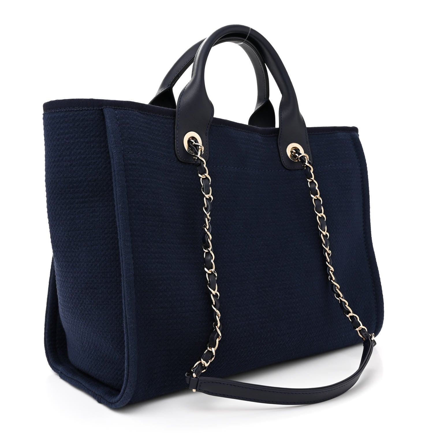 Chanel Mixed Fibers Small Deauville Tote Navy 4 of 13