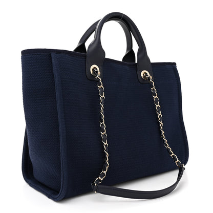 Chanel Mixed Fibers Small Deauville Tote Navy 4 of 13