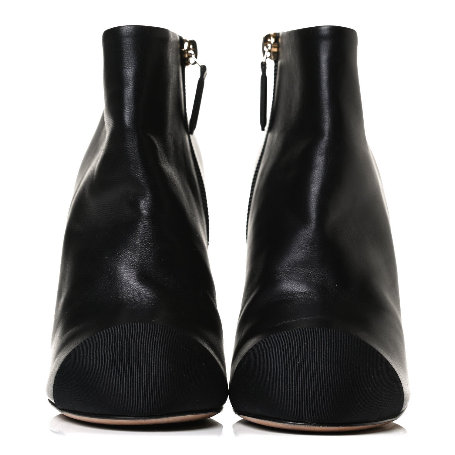 Chanel Lambskin Grossgrain Pearl Cap Toe Boots 35 Black 2 of 14