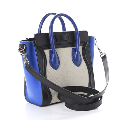 Celine Canvas Smooth Calfskin Nano Tri-Color Luggage Natural Blue 2 of 10