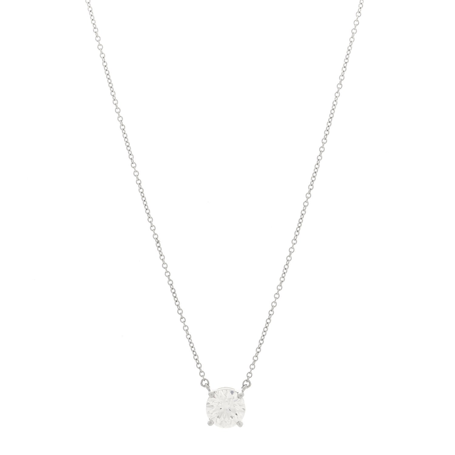 Tiffany Platinum Diamond 1.52ct Solitaire Pendant Necklace 1 of 5