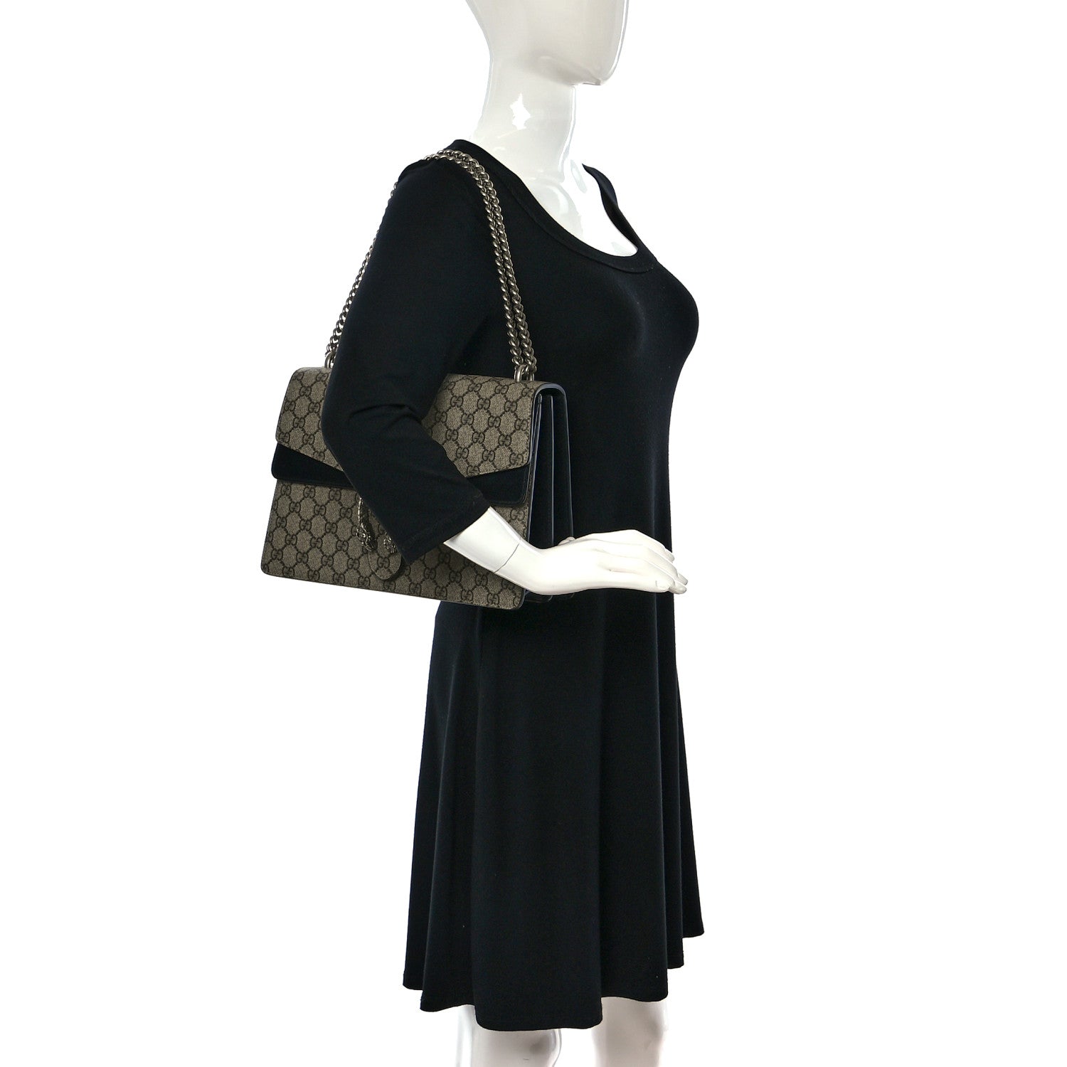 Gucci GG Supreme Monogram Medium Dionysus Shoulder Bag Black 2 of 12