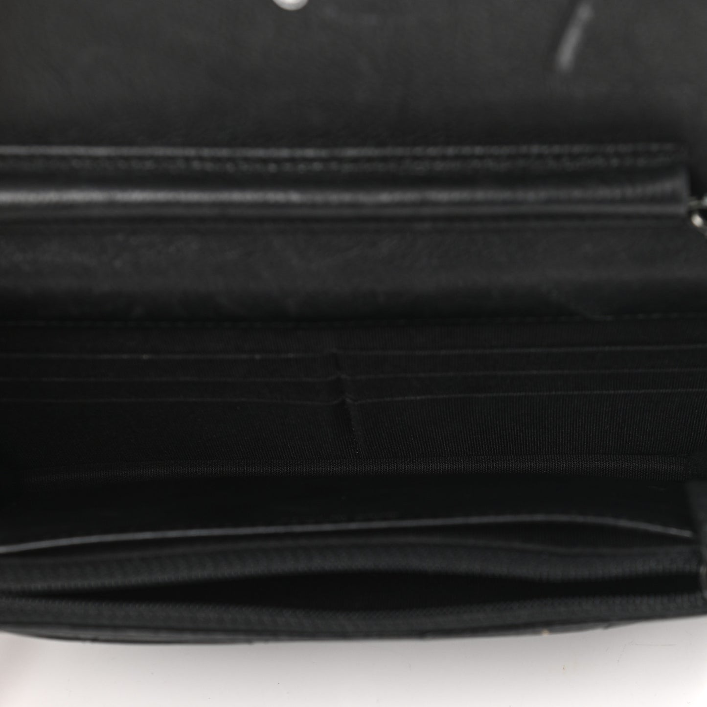Crumpled Calfskin Quilted Wallet On Chain WOC So Black