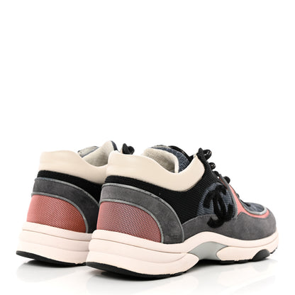 Chanel Nylon Calfskin Suede Womens CC Sneakers 39 Grey Pink 4 of 32