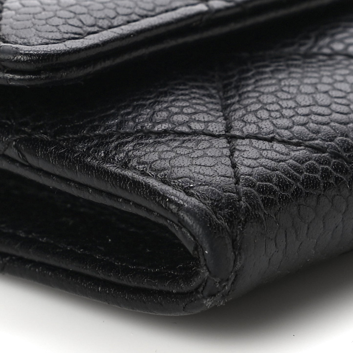 Caviar Quilted Flap Card Holder Black