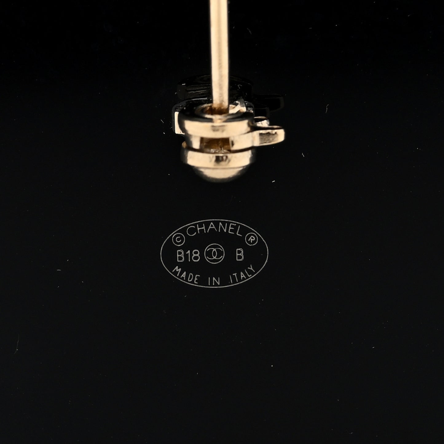 Resin Pearl Perfume Bottle CC Brooch Black Gold