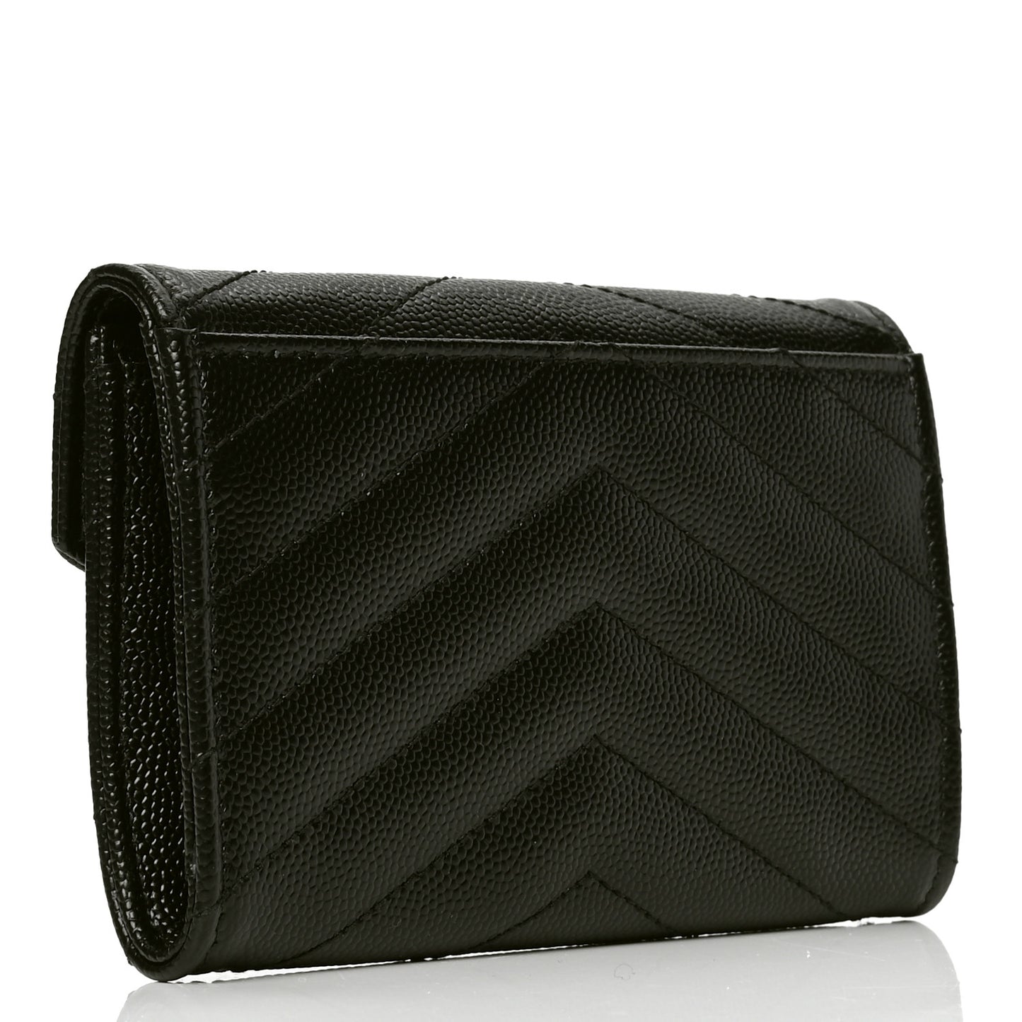Grain De Poudre Matelasse Chevron Small Monogram Envelope Wallet Black