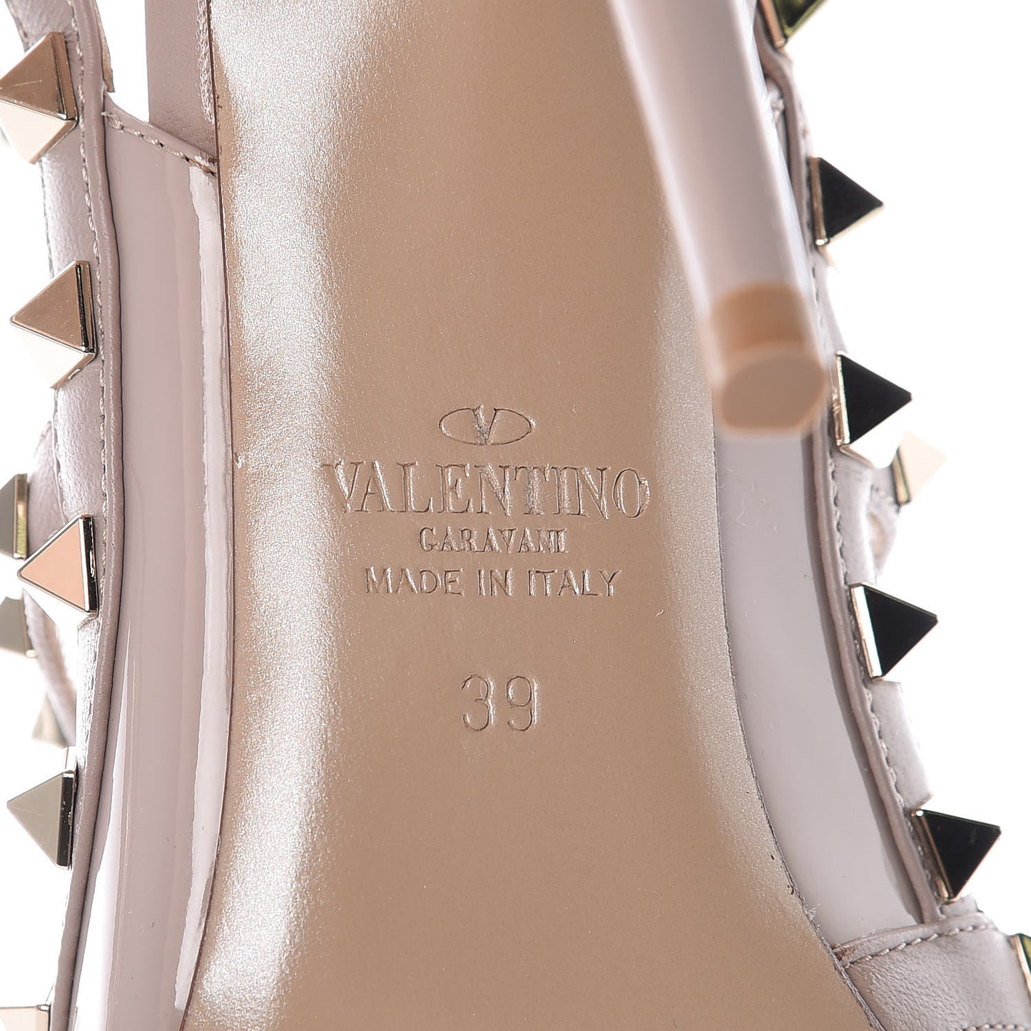 Patent Rockstud Ankle Strap Pumps 39 Poudre