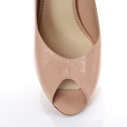 Chanel Lambskin Pearl Peep Toe Pumps 39.5 Beige Clair 10 of 12