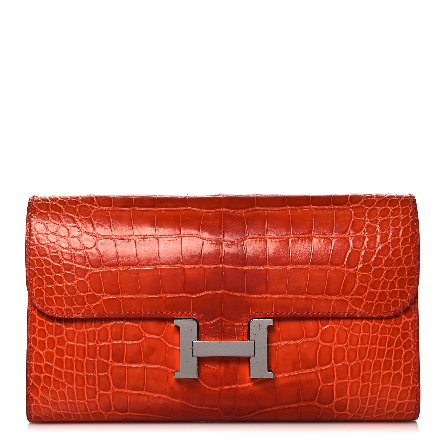 Hermes Shiny Alligator Constance Long Wallet Sanguine 1 of 17