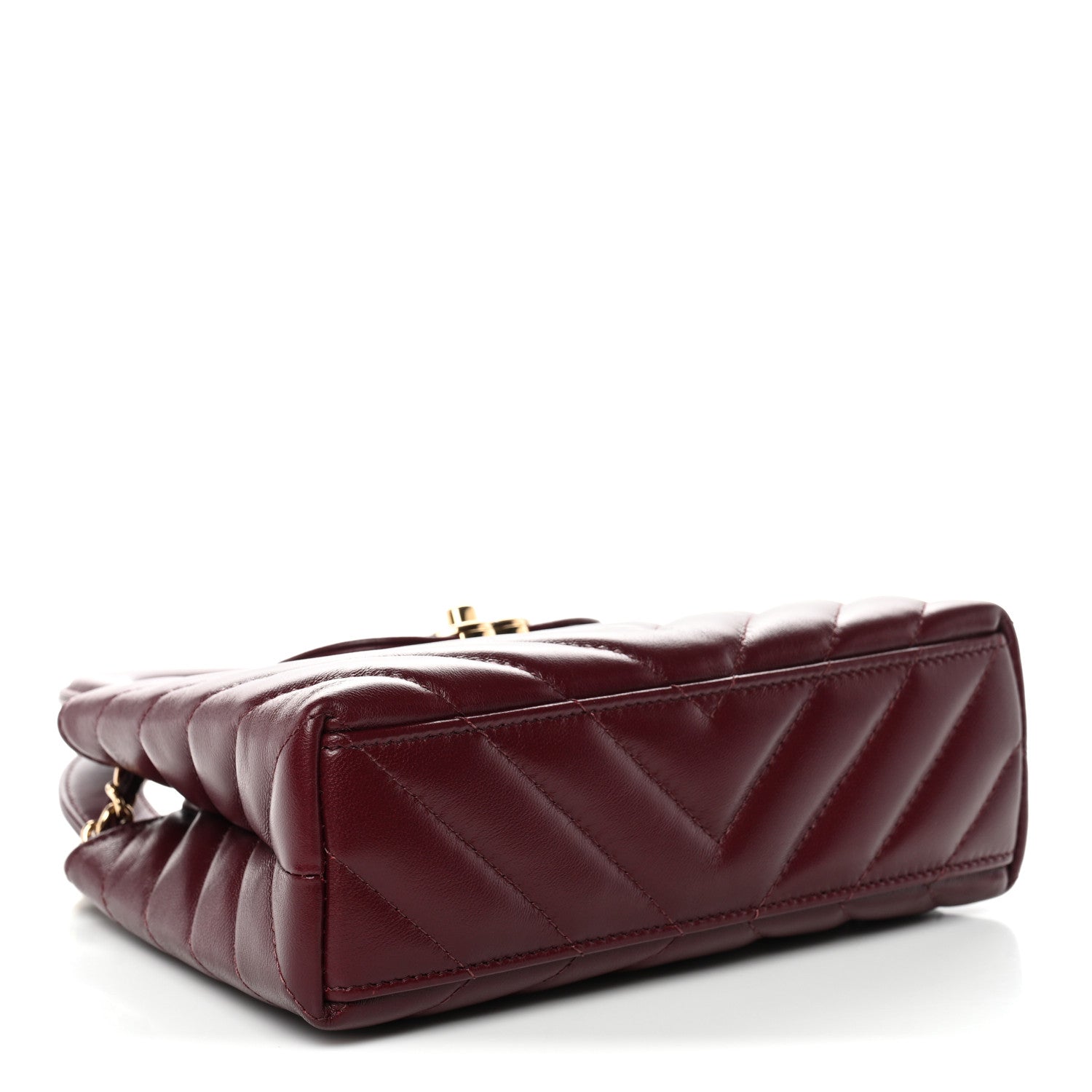 Chanel Shiny Lambskin Chevron Quilted Nano Kelly Shopper Dark