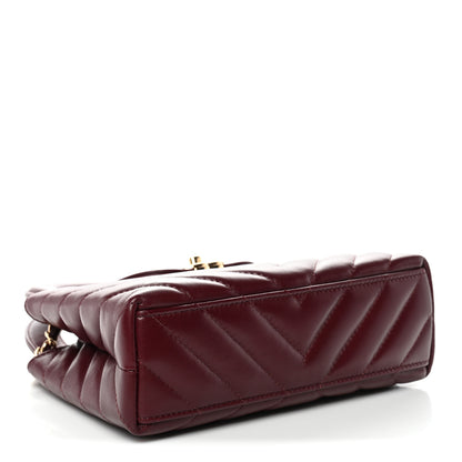 Chanel Shiny Lambskin Chevron Quilted Nano Kelly Shopper Dark Burgundy 4 of 11