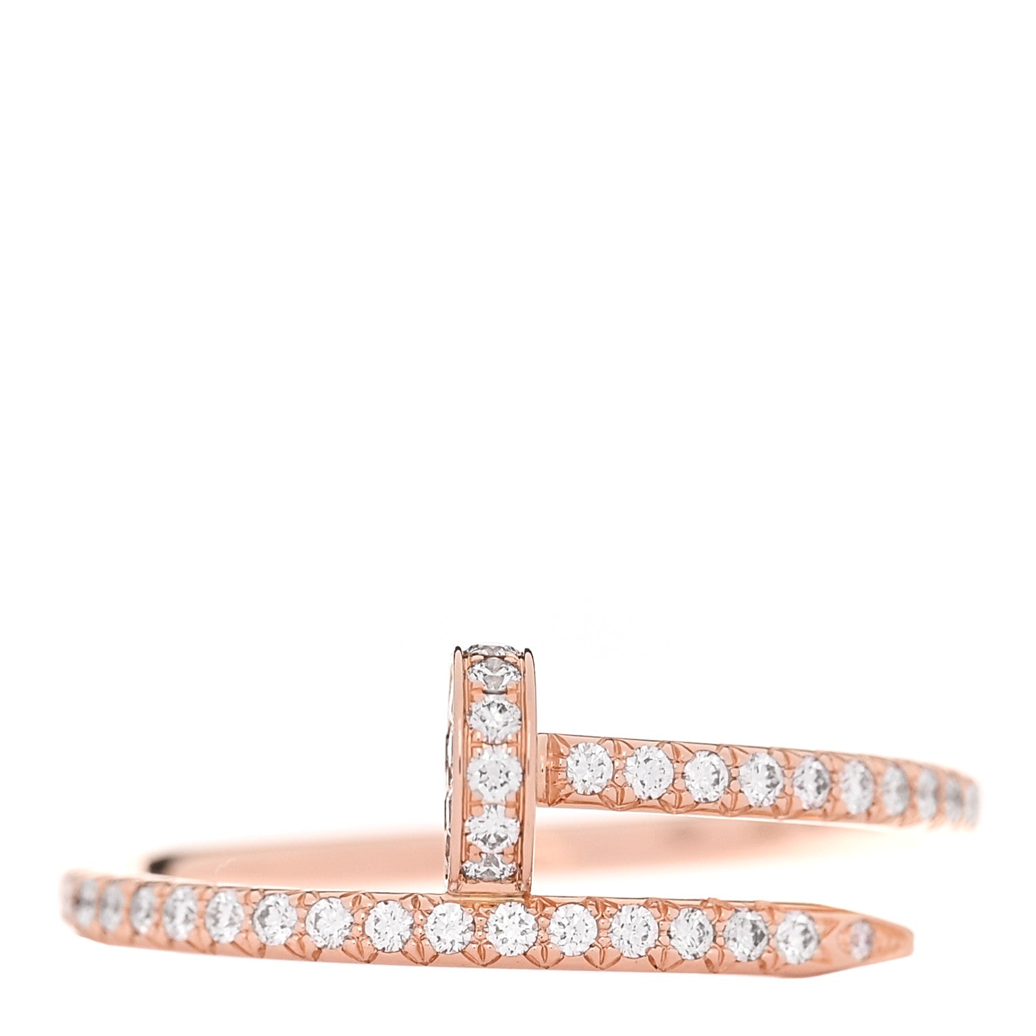 Cartier 18K Pink Gold Diamond Juste Un Clou Paved Ring 58 8.5 1 of 6