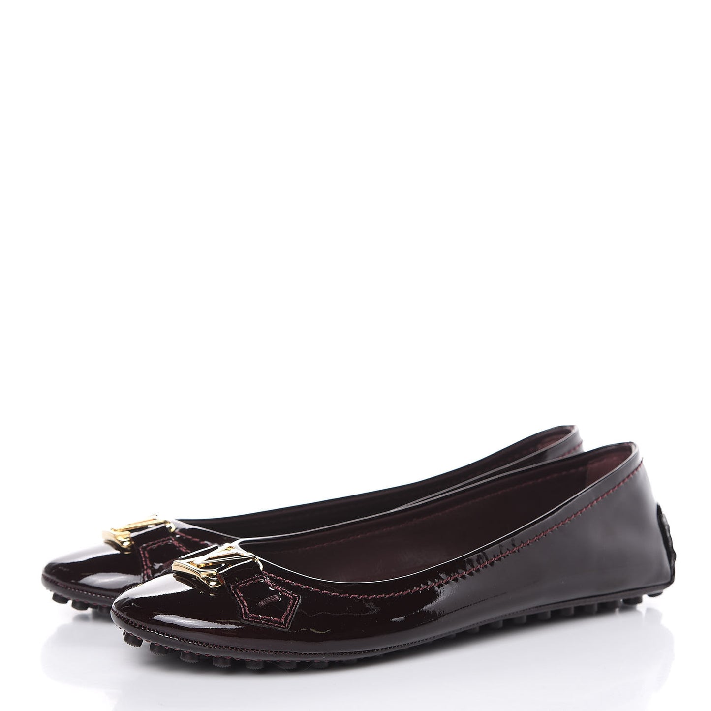 Patent Calfskin Oxford Ballerina Flats 36.5 Amarante