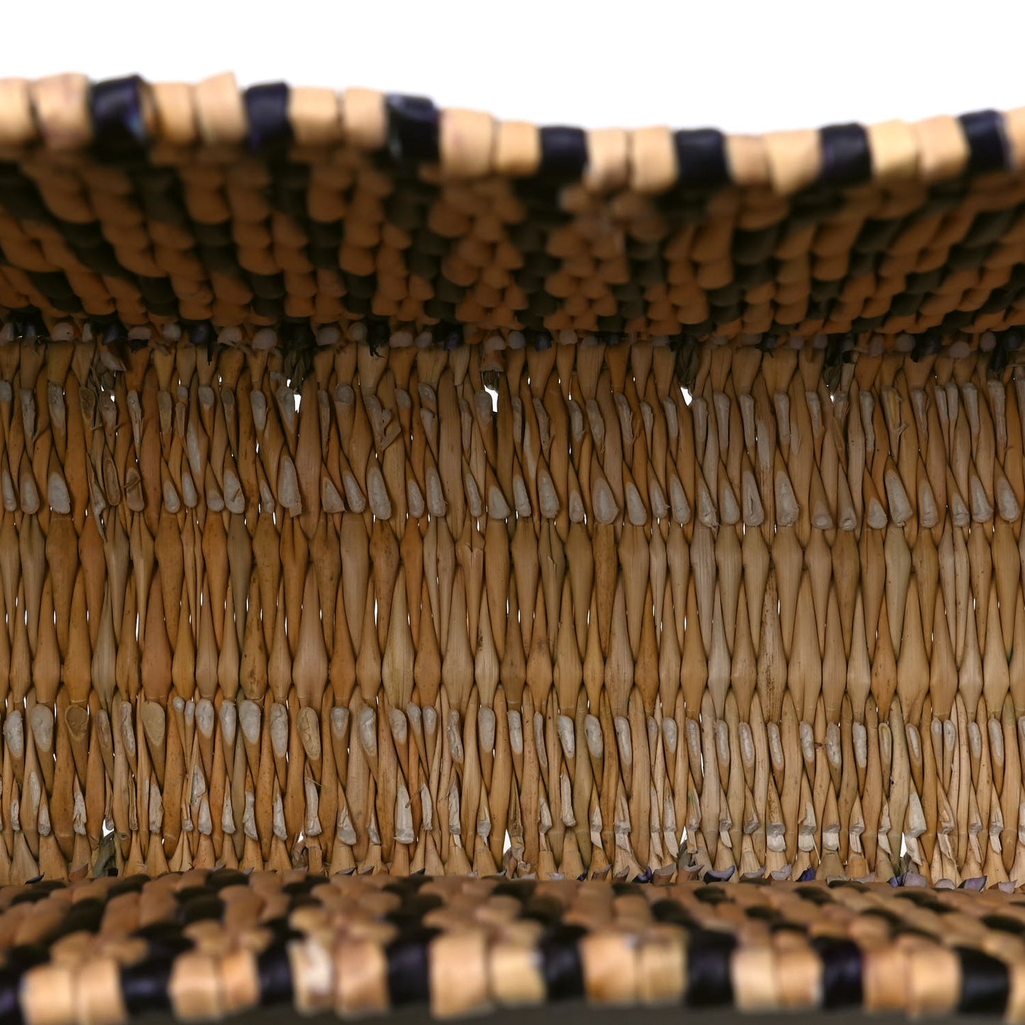 Raffia Paula's Ibiza Reed Square Basket Tote Bag Natural Black Pecan
