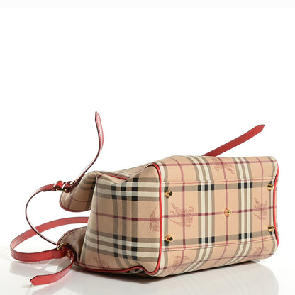 Burberry Haymarket Check Small Canterbury Tote Coral Red 4 of 6