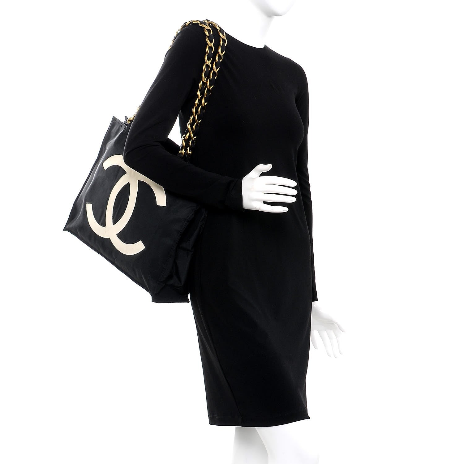 Chanel Canvas Chain Jumbo CC Tote Black 2 of 16