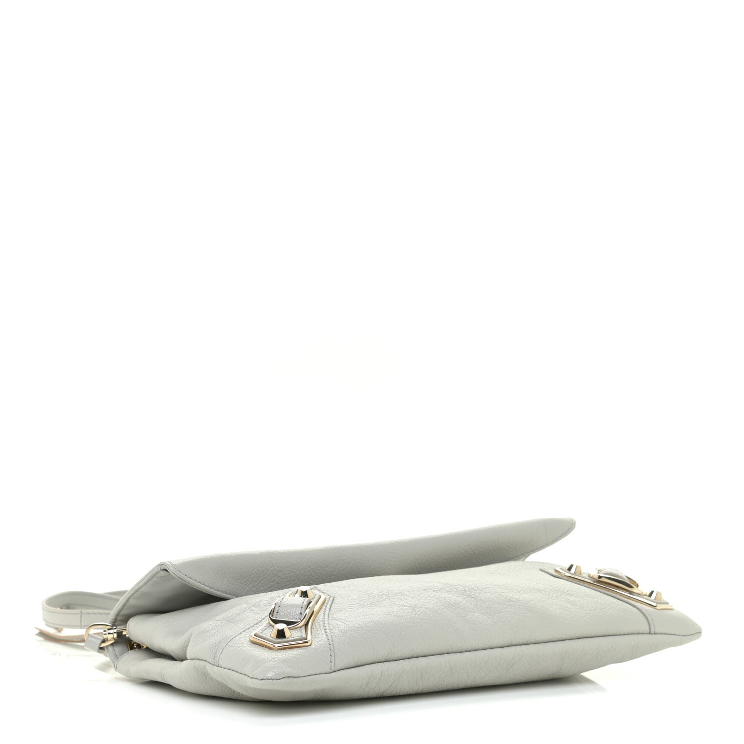 Balenciaga Agneau Gold Metallic Edge Hardware Envelope Strap Clutch Gris 3 of 8