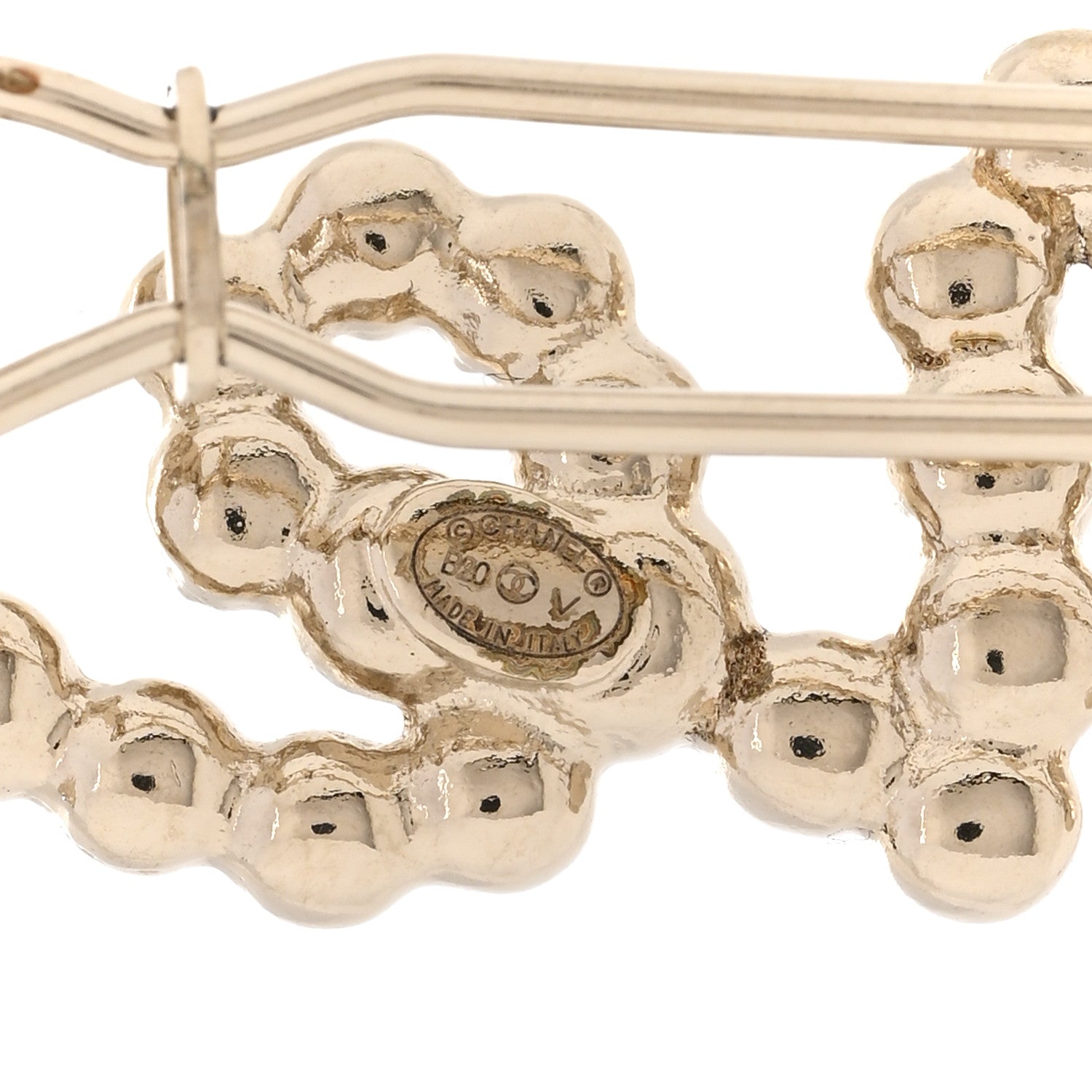 Chanel Metal Glass Swirling Pearls Hair Clip Gold 3 of 4