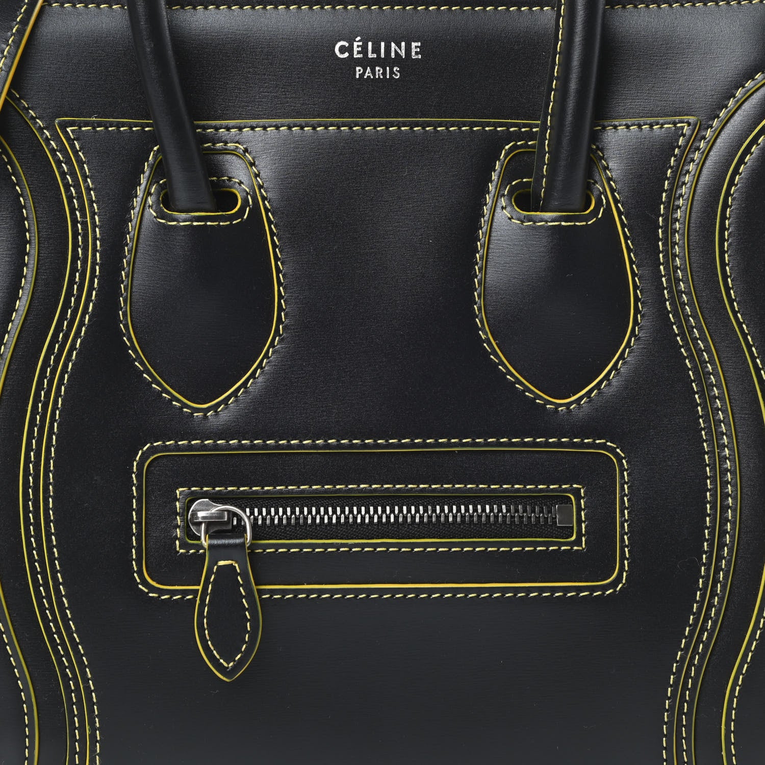 Celine Satin Calfskin Nano Debossed Luggage Black 8 of 12
