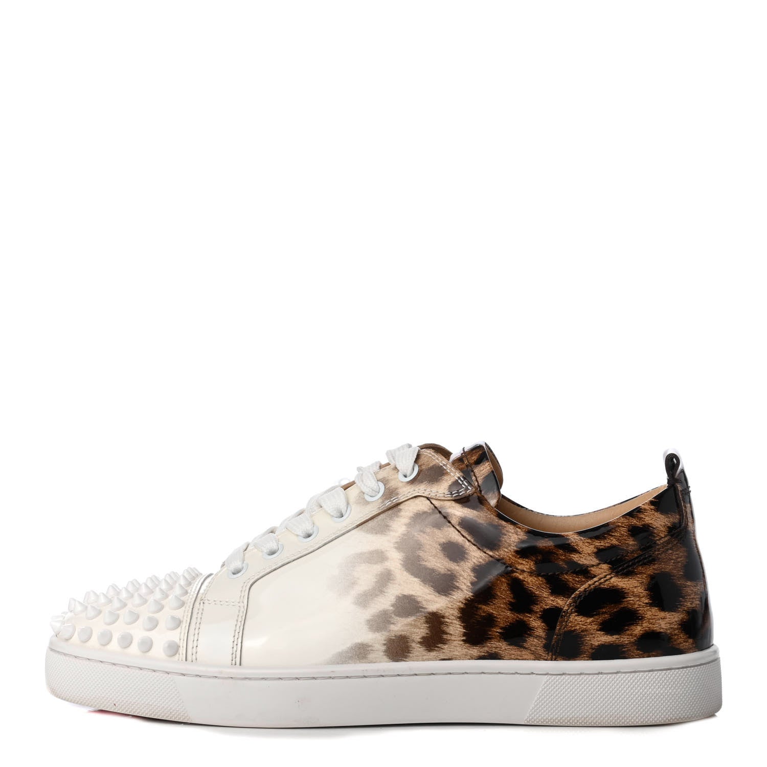 Christian Louboutin Patent Degrade Leopard Print Mens Louis Junior Spikes Flat Sneakers 41 Latte 1 of 8