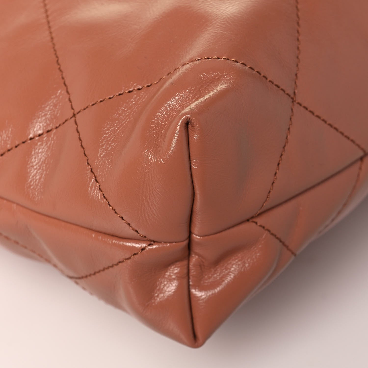Chanel Shiny Calfskin Quilted Small Chanel 22 Camel 12 of 14