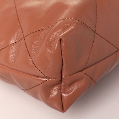 Chanel Shiny Calfskin Quilted Small Chanel 22 Camel 12 of 14